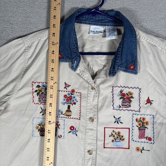 Bobbie Brooks Woman Shirt Button Up Women’s Plus Size 18W/20W Gardening Flowers - Picture 6 of 10